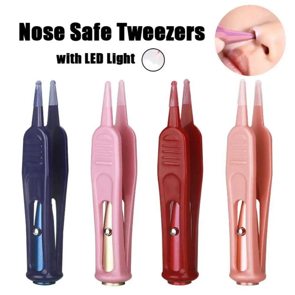 1PC Baby Dig Booger Clip Infants Clean Ear Nose Navel Safety Tweezers Safe Forceps Cleaning Supplies Forceps With LED Light