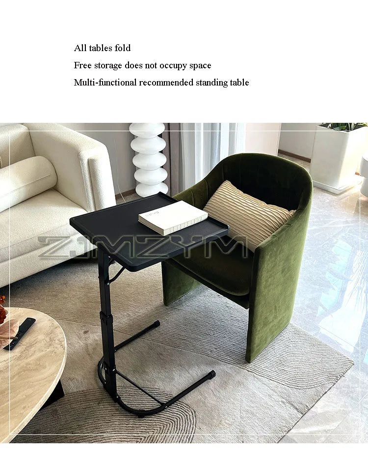 Folding Laptop Table Portable Vertical Computer Desk With Adjustable Height Tilt Angle Liftable Mobile Office Table Bedside Sofa