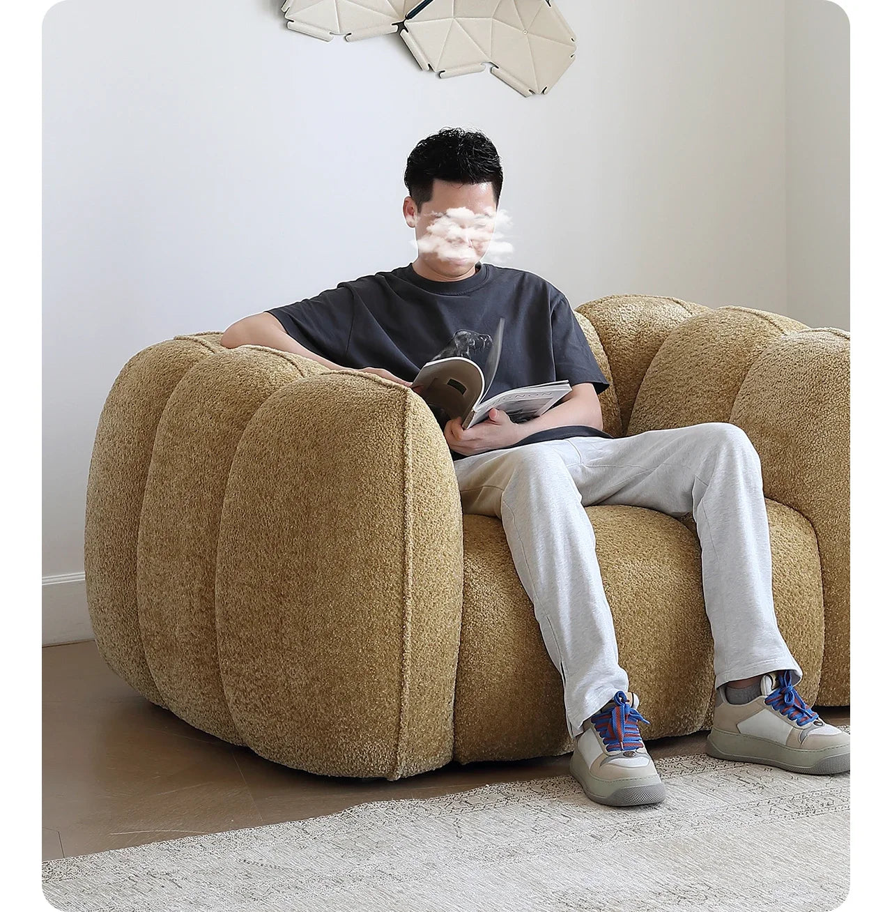 Yellow Portable Foam Chairs Fabric Living Room Puffs Nordic Lounge Chairs Sofa Floor Bedroom Cadeiras De Sala De Estar Furniture