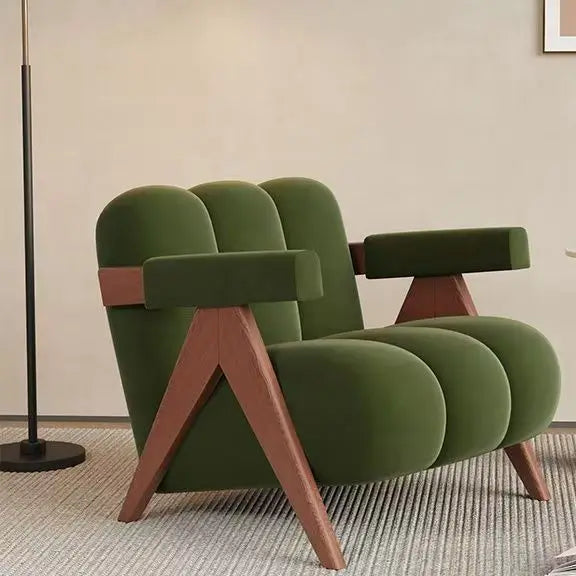 Home Balcony Nordic Wood Living Room Chairs Modern Living Room Sofas Single Leisure Back Armchair Fabric Sofa Chair Furniture
