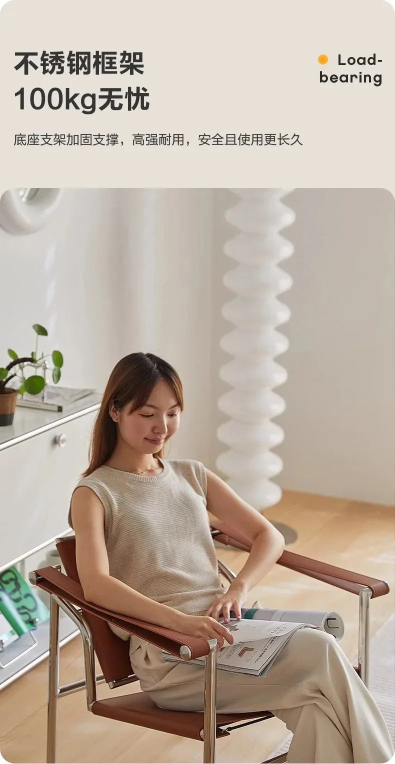 Le Corbusier Italian Style Single Sofa Chair Designer Vintage Single Chair Stainless Steel Leisure Chair