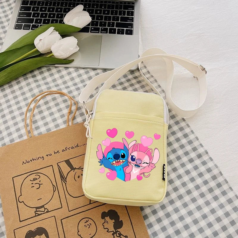 Disney Stitch Fashion Mobile Phone Bags Anime Women Messenger Bag Children Kawaii Coin Purse Girls Portable Crossbody Pouch Gift