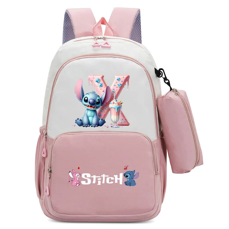 Stitch Disney Girls Schoolbag with Pencil Bags Women Travel Bag New Backpacks for Student Children Large Capacity Bookbag Gifts