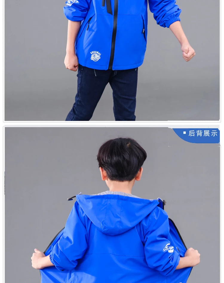 Autumn Children's Clothes Double-sided Wear Jacket Fleece Coat Boy Waterproof Windproof Children Outerwear Sport Jacket For Boys