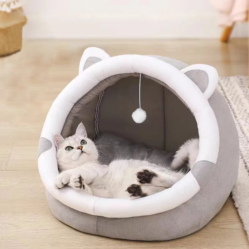 Pet Tent Cave Bed for Cats Small Dogs Self-Warming Cat Tent Bed Cat Hut Comfortable Pet Sleeping Bed Foldable Removable Washable