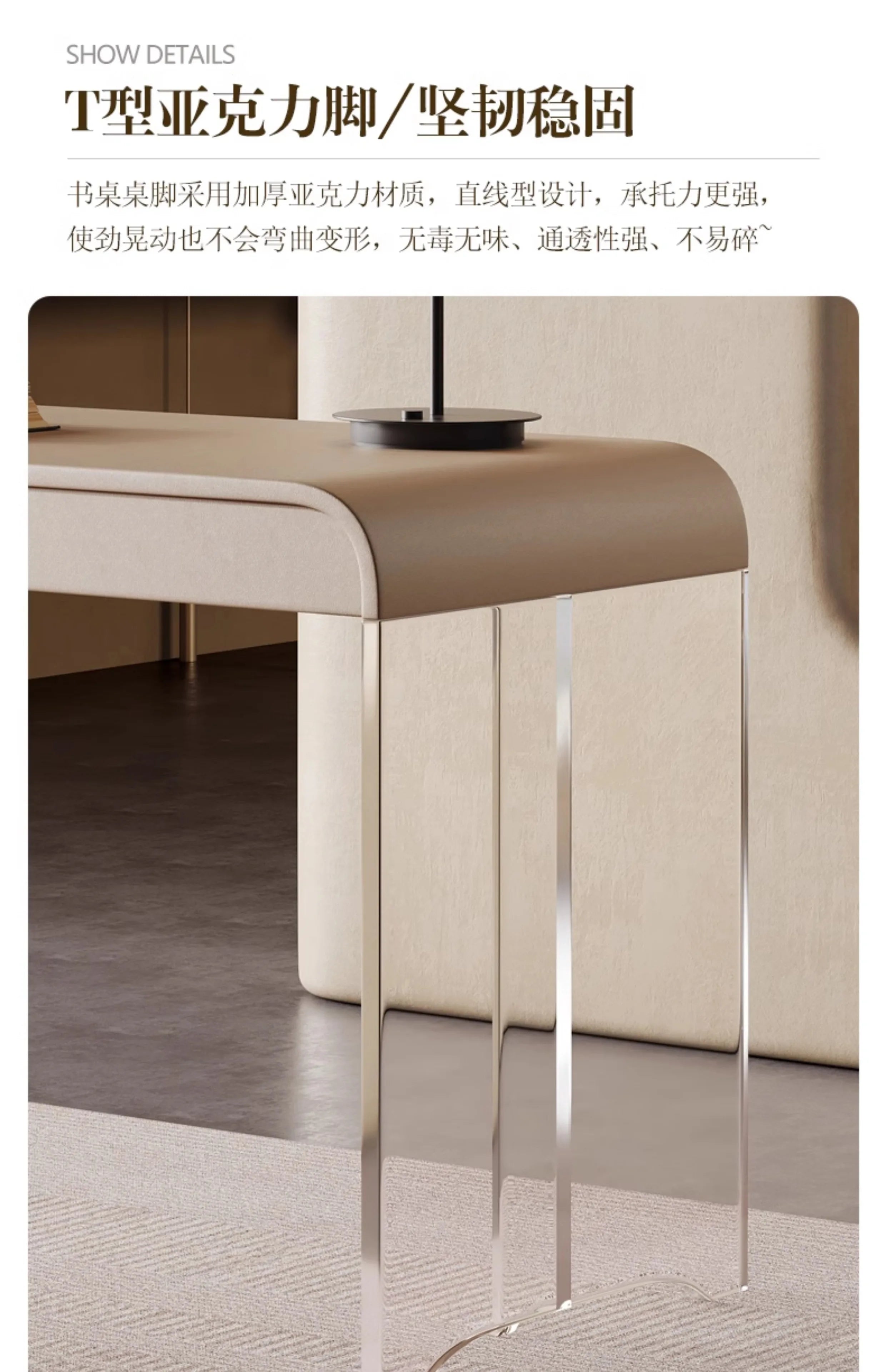 Mid-century Interior Design Office Desk Vintage Modern Light Luxury Office Desk Elegant Fashionable Home Furniture Poyta XYOD