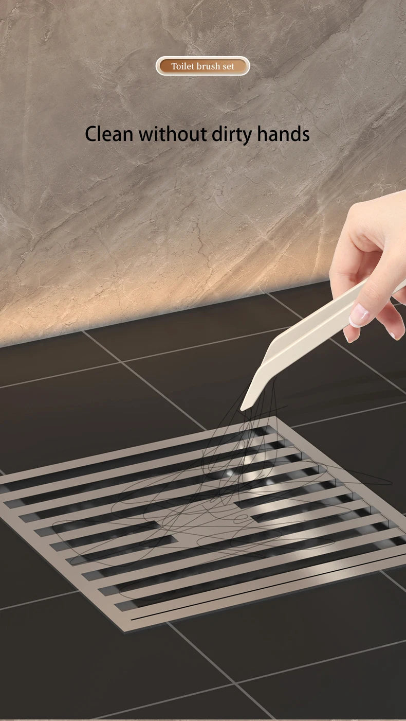 Household Toilet Brush Wall Mounted Toilet Cleaning Brush, No Angle for Comprehensive Cleaning, Suitable for Toilets, 4-in-1 Set