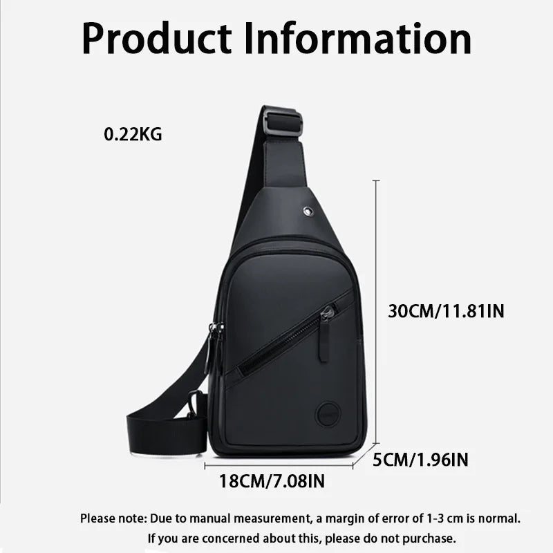 Leisure Leather-Look Fabric Men's Crossbody Bag Lightweight Outdoor Durable Men's Chest Bag Large Capacity Men's Shoulder Bag