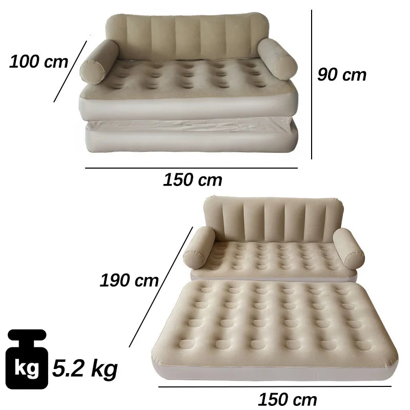 Inflatable Folding Sofa Double Multifunctional Outdoor Camping Inflatable Mattress Travel Backrest Sofa Bed