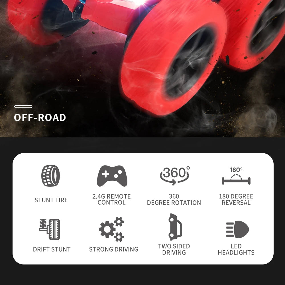 2.4G RC Stunt Car Children Double Sided Flip Remote Control Car 360 Degree Rotation Off Road Rc Drift Cars For Pink Girls Toys