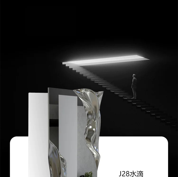 Wall hanging water ripple household villa model room floor mirror full-length mirror visual decoration