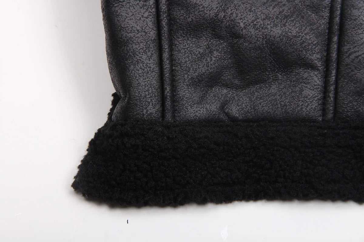 Winter Dog Coat Jacket Faux Leather Fleece Warm Pet Puppy Warm Clothing Apparel Outfit