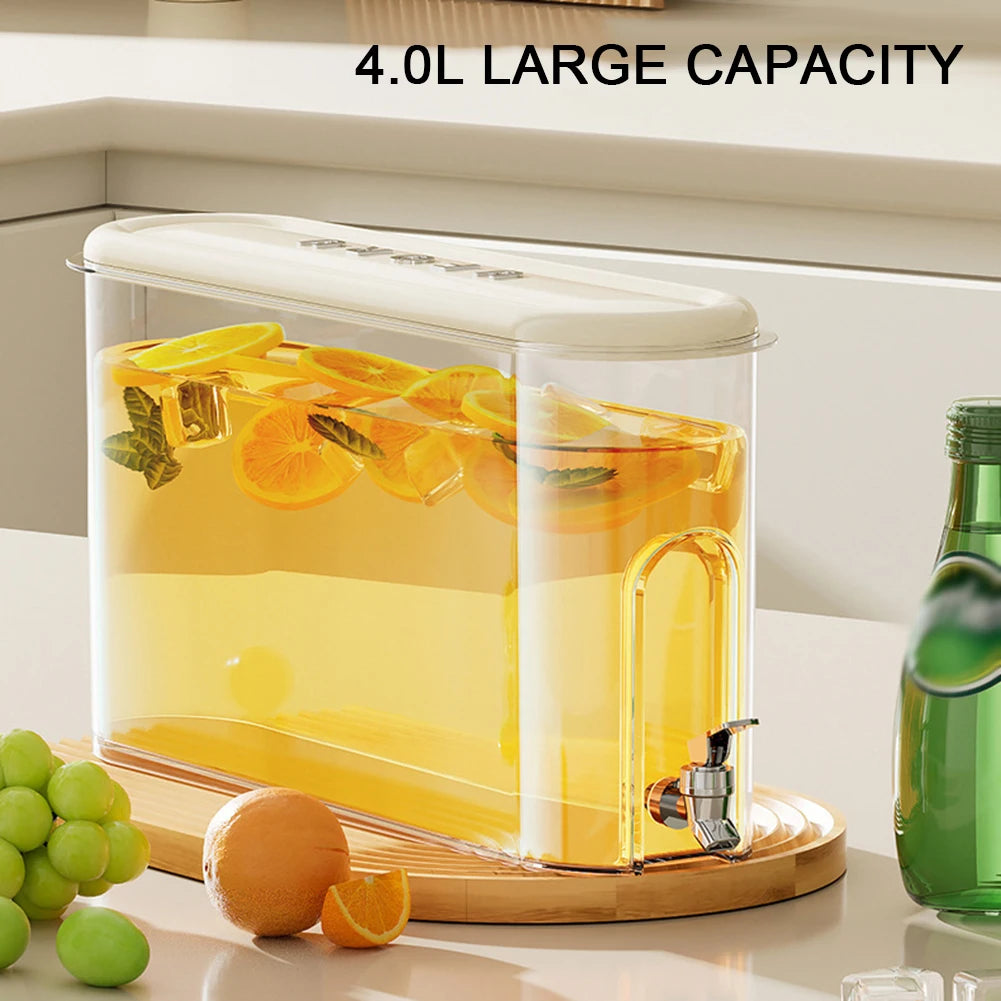 4L Cold Water Kettle With Tap Tea Pots Dispenser Jug Juice Pitcher Pot For Refrigerator Drink Drinkware Cold Water Bucket