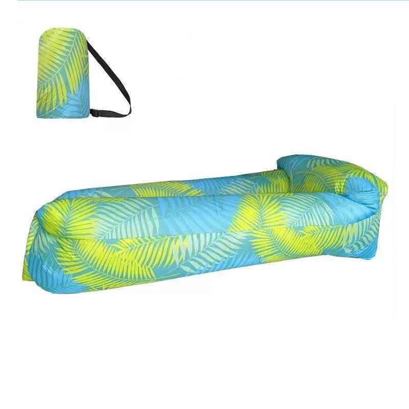 Outdoor Lazy Non Inflatable Sofa Folding Portable Air Cushion Bed Picnic Camping Yellow White Air Bed