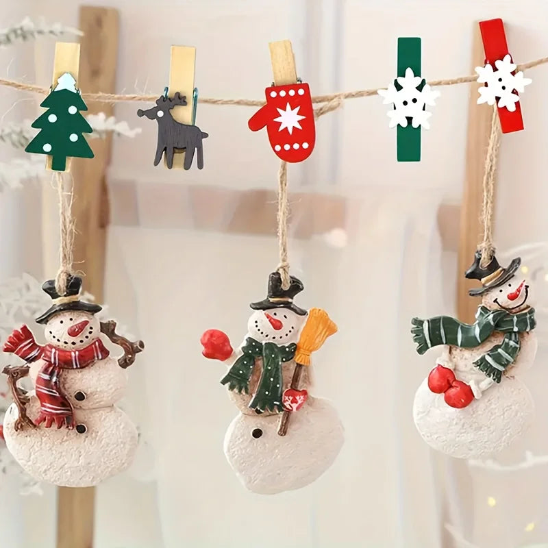 10/30/50Pcs Christmas New Year Party Decor Wooden Clip Photo Wall Clip DIY Christmas Decorations To Decorate The Christmas Tree