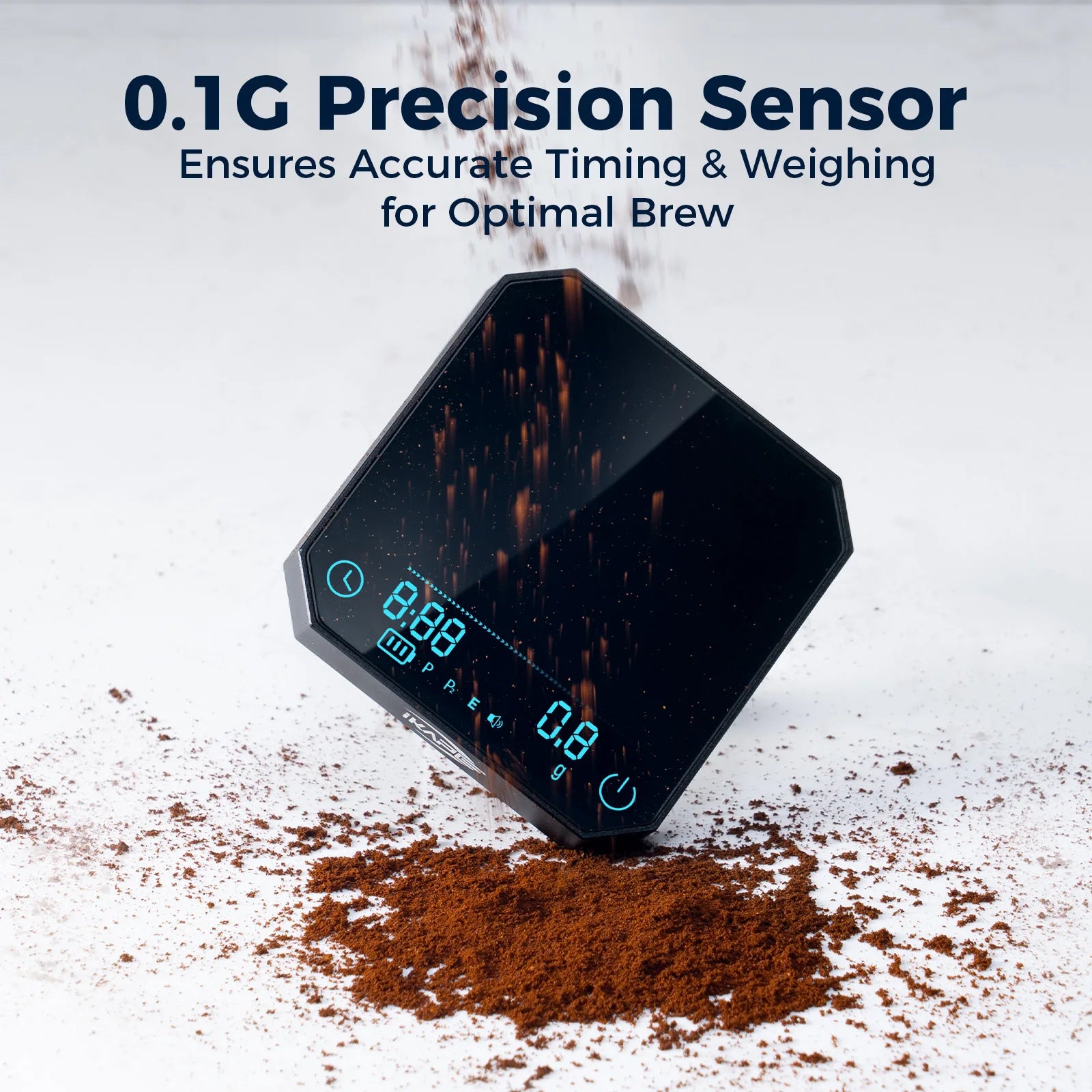 IKAPE Rechargeable Mini Coffee Scale with Timer Portable Mirror Scale 2kg/0.1g Accurate Scale For Espresso&Pour-Over Coffee