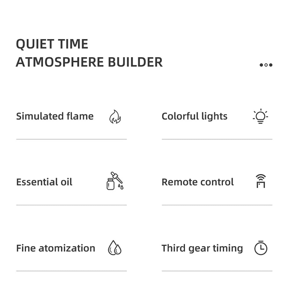 Aroma Air Humidifier Flame Fireplace Essential Oil Diffuser Desktop USB Cool Mist Maker Ultrasonic Aroma Diffuser with Remote