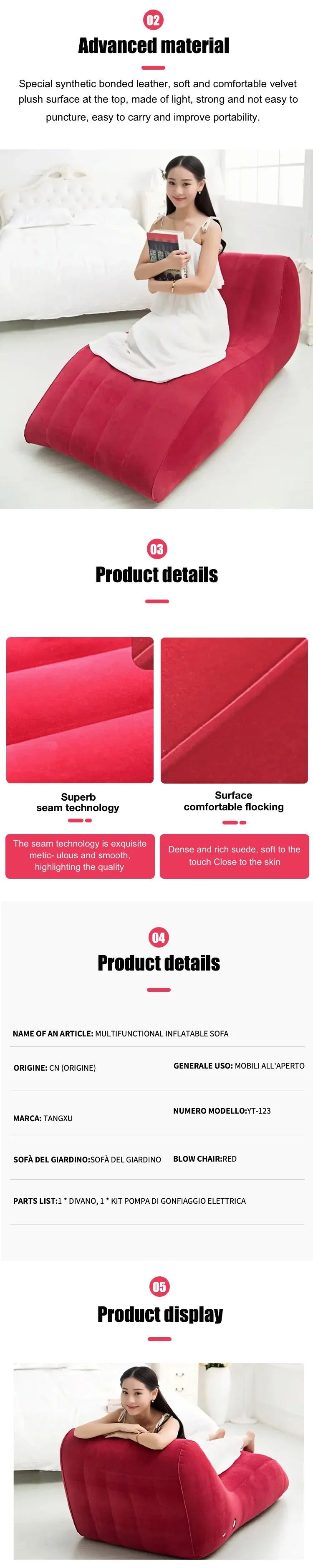 Outdoor Camping Folding Air Chair - Reclining Massage Chair | Indoor Double Inflatable Sofa Bed with Electric Pump