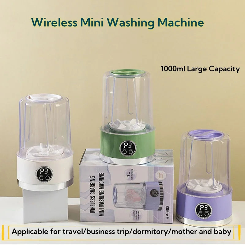 1L Mini Rechargeable Washing Machine Underwear Travel Portable Small Socks Washing Machine Dehydratable Portable Laundry Bucket
