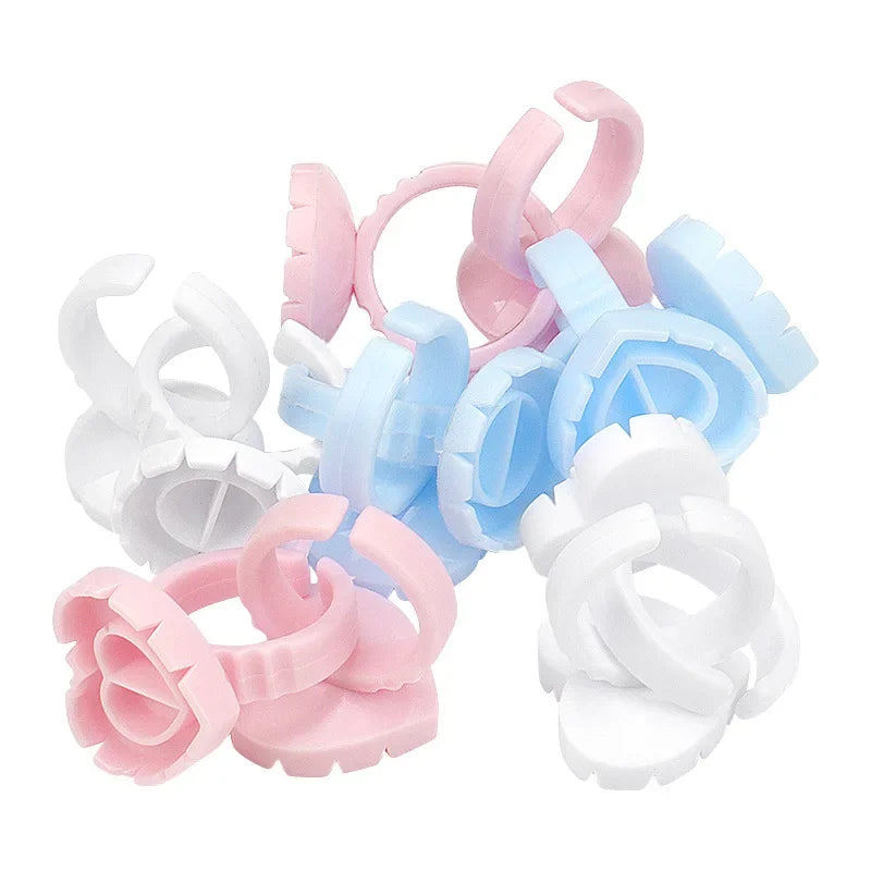 100PCS Glue Rings Lash Rings for Glue, Pigment Rings for Eyelash Extensions Eyelash Glue Holder Lash Glue Ring Smart Cups