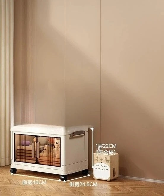 Free Installation Storage Cabinet Living Folding Storage Box Organizer Clothes Livin Dress Room Folding Snack Cabinet with Wheel