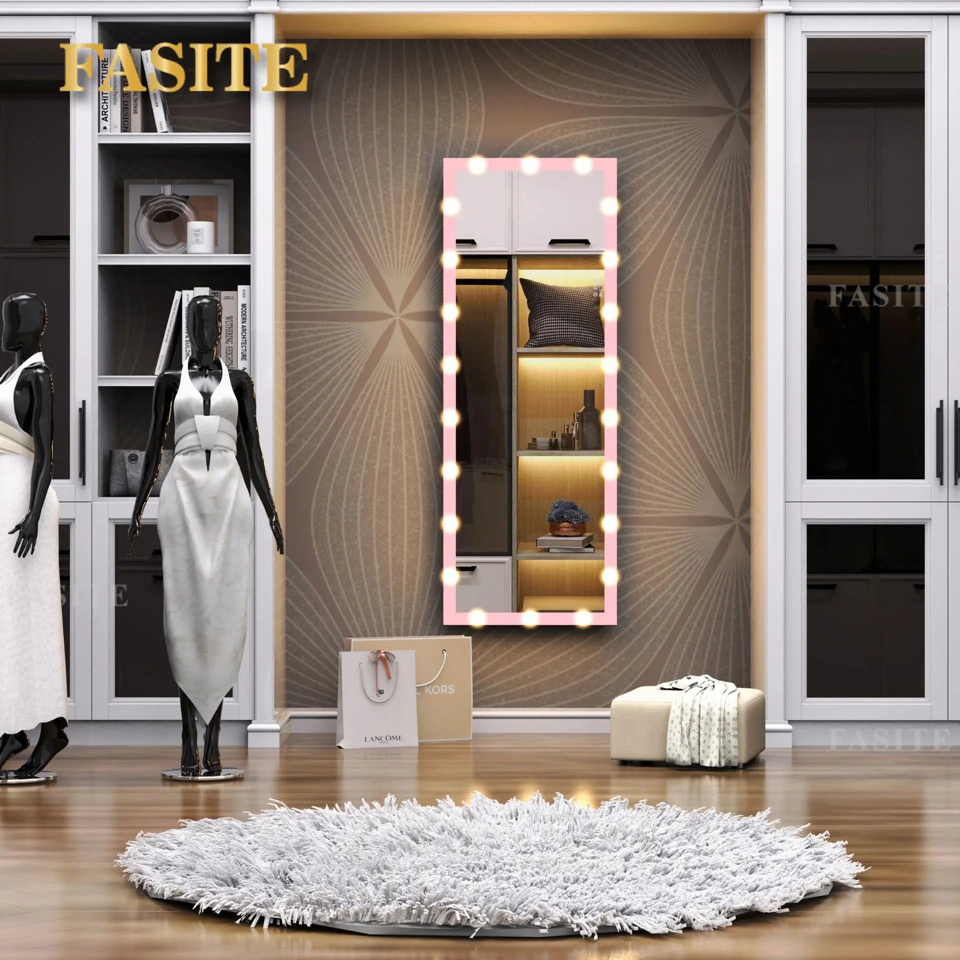 Smart LED full-body mirror with lamp bedroom wall-mounted fitting mirror household vertical floor-to-ceiling mirror