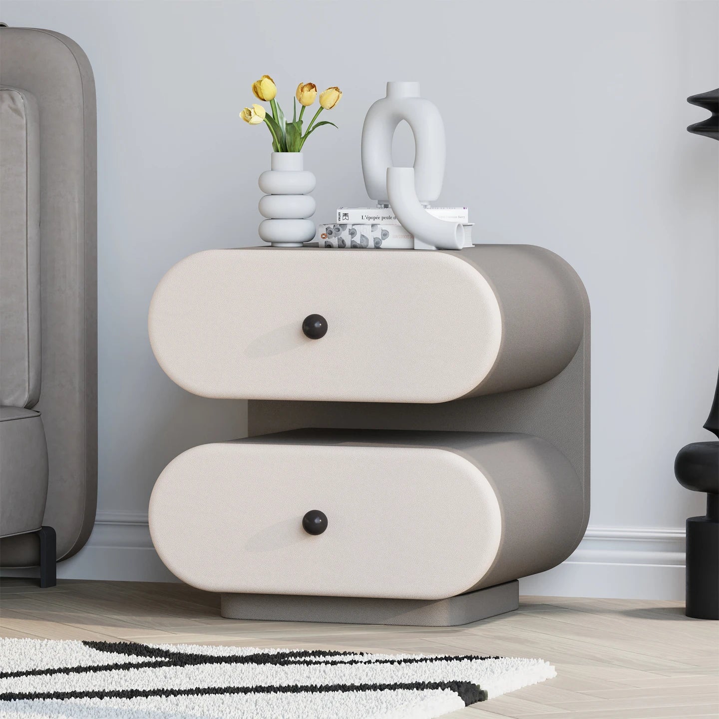 Cream Style Bedside Tables Creative Trendy Space Saving Nightstands Modern Luxury Aesthetic Mesitas De Noche Bedroom Furniture