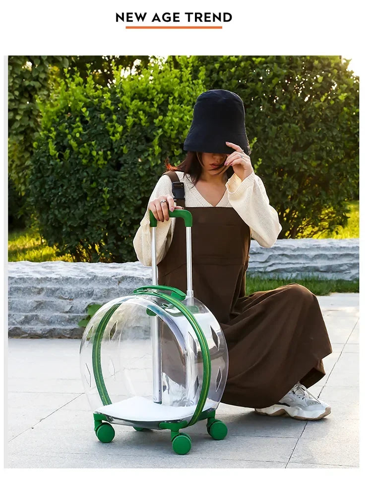 Puppy Move Trolley Cat Carriers Transparent Pet Backpack Animal Transportation and Goods for Travel Pet Supplies with Wheels