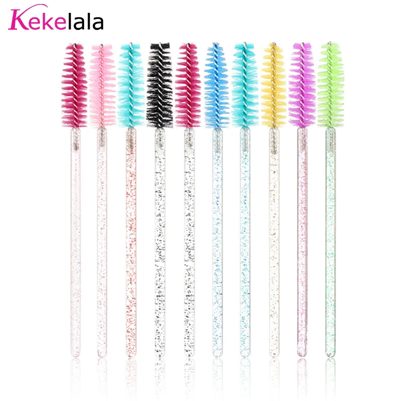 50Pcs/Bottle Eyelash Extension Brushes With Container Eyebrow  Eye Lash Mascara Wands Spoolies In Case Wholesale