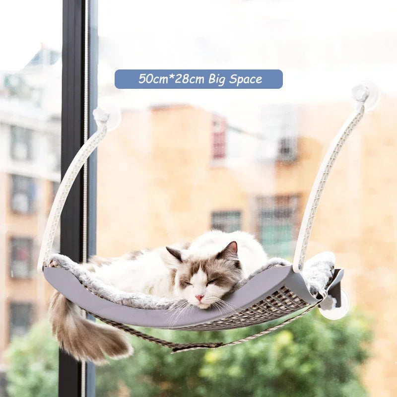 Cat Hammock Bed Comfortable Removable Arctic Fleece Sunbathe Cushion with Suction Cup for Balcony Windows Cats Hanging Beds