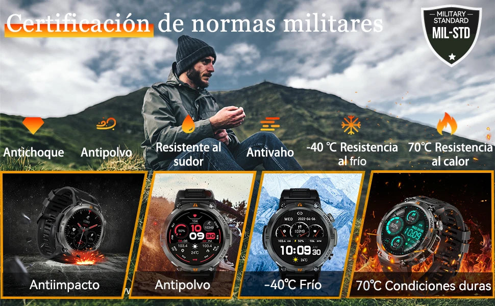 EIGIIS KE3 Smart Watch 3ATM Waterproof Original Design For Men Bluetooth Call Health Monitor With Flashlight 100+ Sports Modes