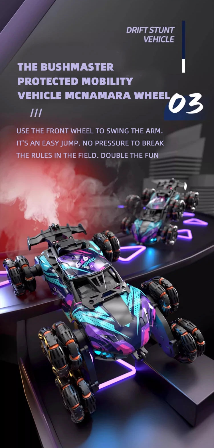 Children's Alloy Remote Control Car Morphing Six-Wheeled RC Off-Road Climbing Stunt Four-Wheel Drive Spray Drift Racing Car Toys