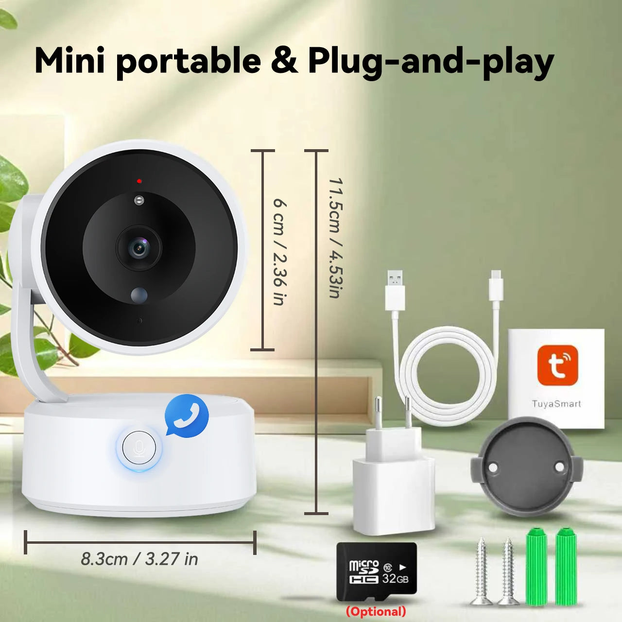 PEGATAH Tuya 5MP One-touch Call Indoor Baby Monitor WiFi PTZ Camera Auto Tracking Color Night Vision IP CCTV Surveillance Camera