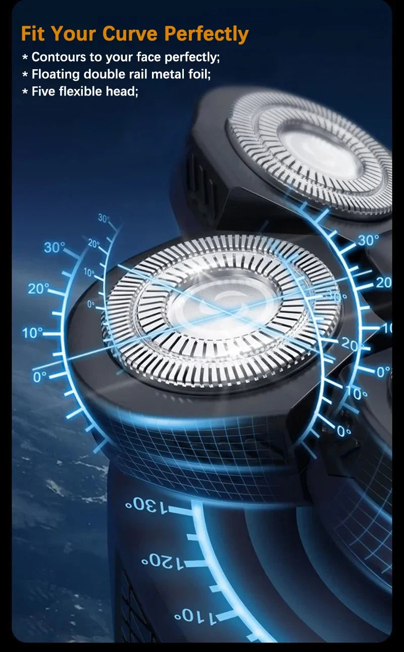 5 IN 1 Electric Razor Electric Shaver Rechargeable Shaving Machine for Men Beard Razor Wet-Dry Dual Use Waterproof Fast Charging