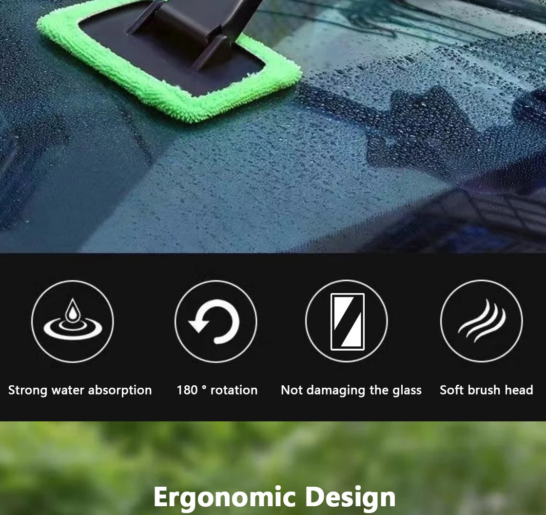 Car Window Cleaner Brush Auto Interior Glass Wash Wiper Multi Functional Household Glass Cleaning Brush  Reusable Cloth Pad