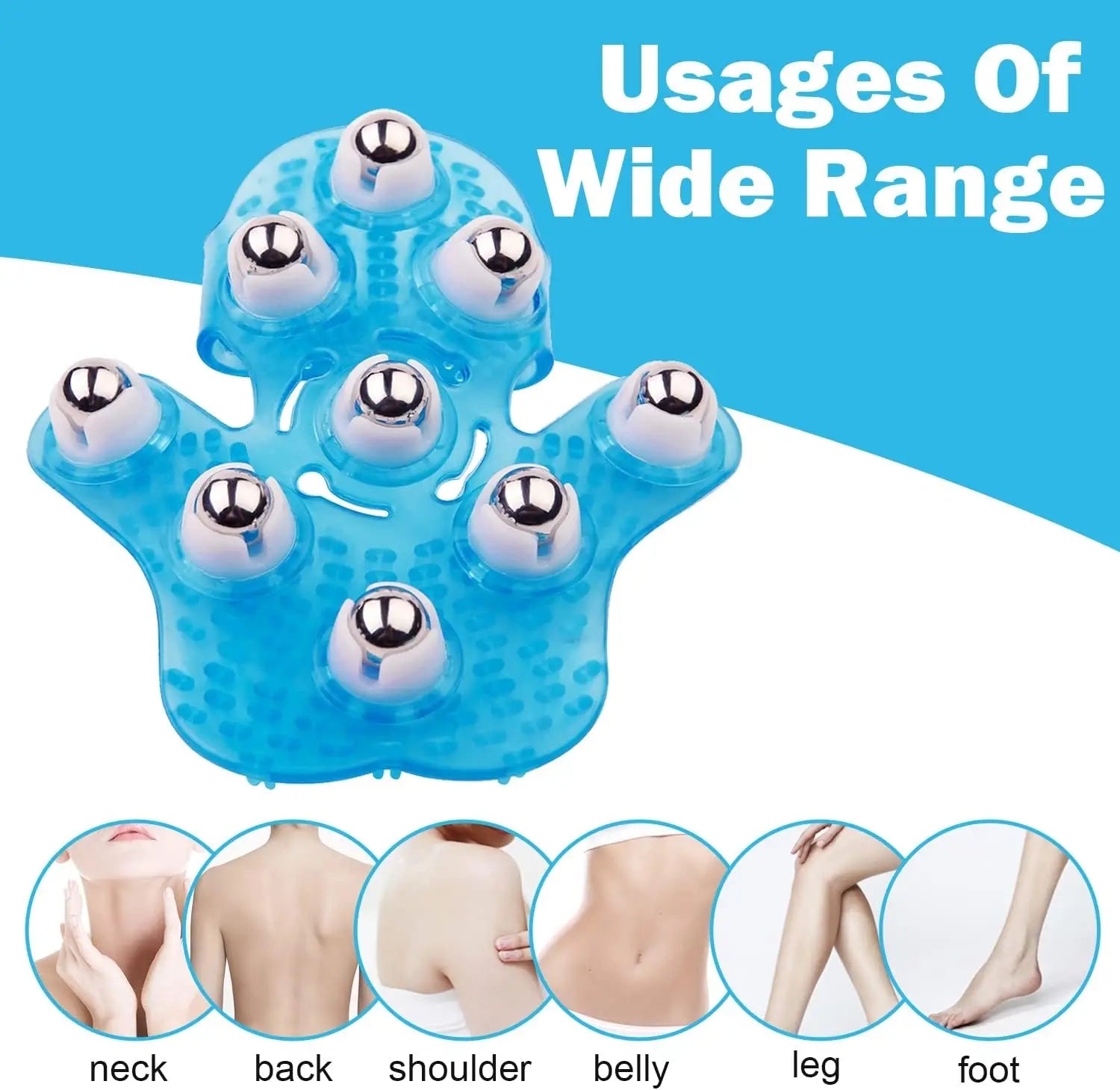 Handheld Massage Ball for Muscle Back Neck Joint Foot Shoulder Leg Pain Relief - Palm Shaped Massage Tool with Roller Balls