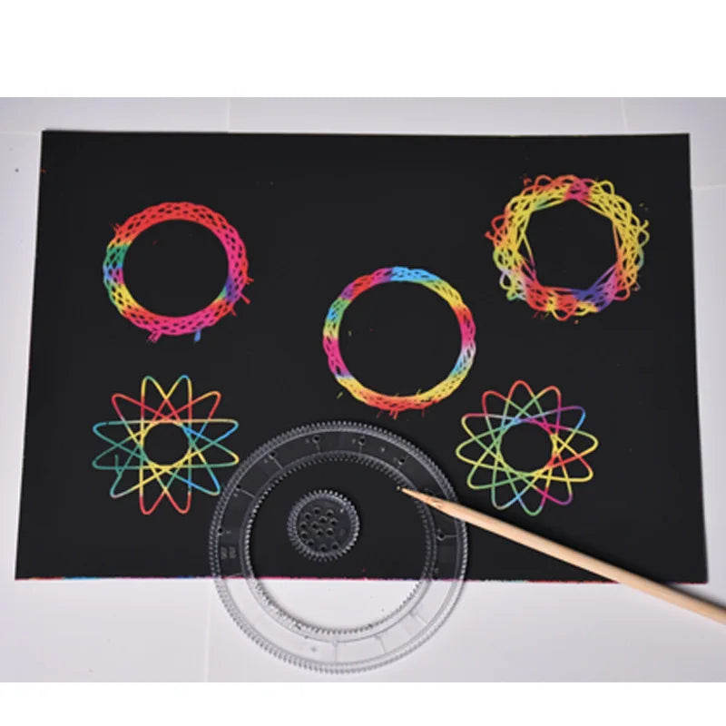 Funny Spirograph Drawing Toys Set Montessori Education Geometric Ruler Toys Drawing Accessories Creative Educational Kids Toy