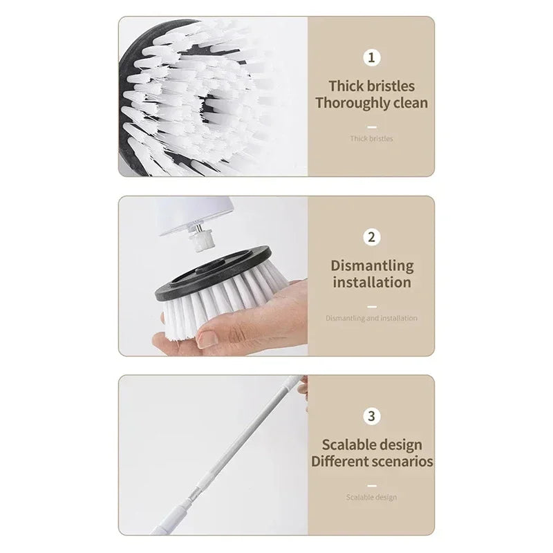 New 2000mAh 6-in-1 Electric Cleaning BrushWireless Electric Rotary Clean Brush Shower Clean Brush Kitchen Bathroom Home