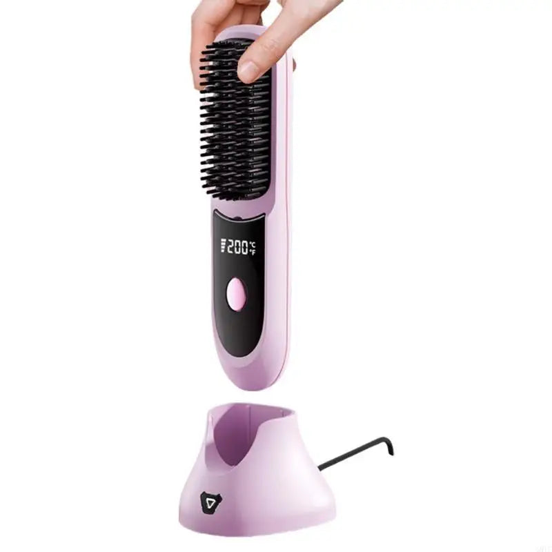 G8TC Cordless Hair Straightener Brush Fast Heating 3 Gear Adjustable Temperature USB Rechargeable Hair Straightening Comb