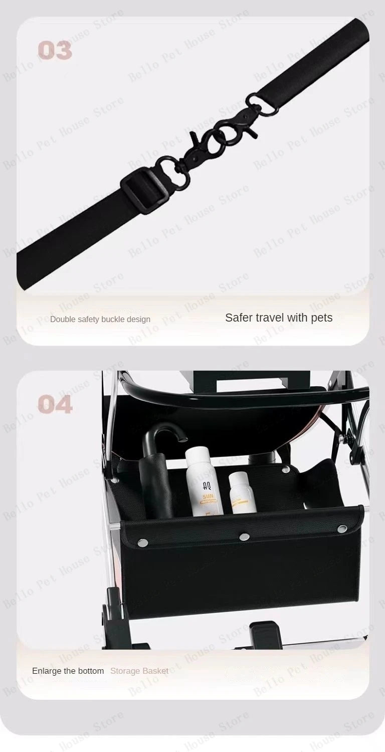 High appearance Pet Stroller Detachable Multifunctional Pet Carrier  Lightweight and Foldable  Portable Pet Stroller Dogs Buggy