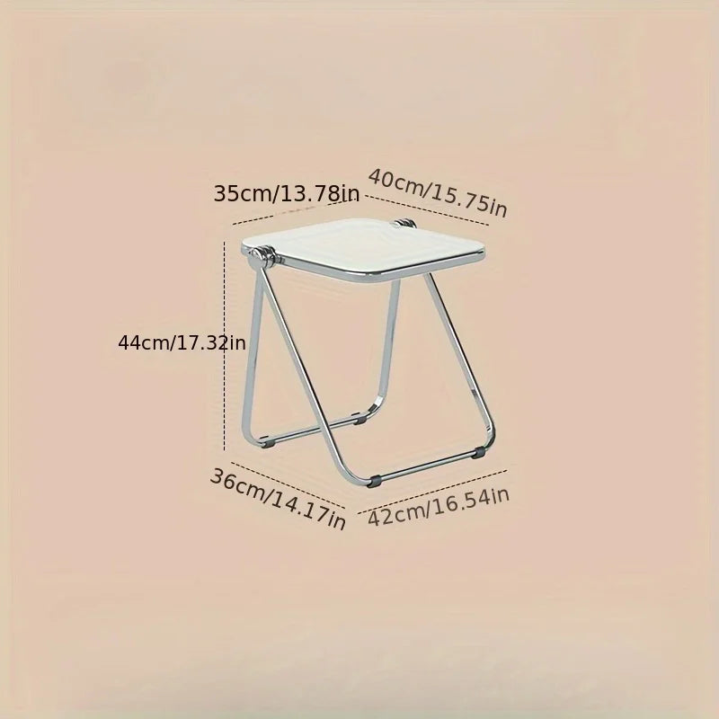 Transparent Folding Sofa side table Modern Coffee Table with Metal Frame, Ideal for Living Room Bedroom Compact Storage