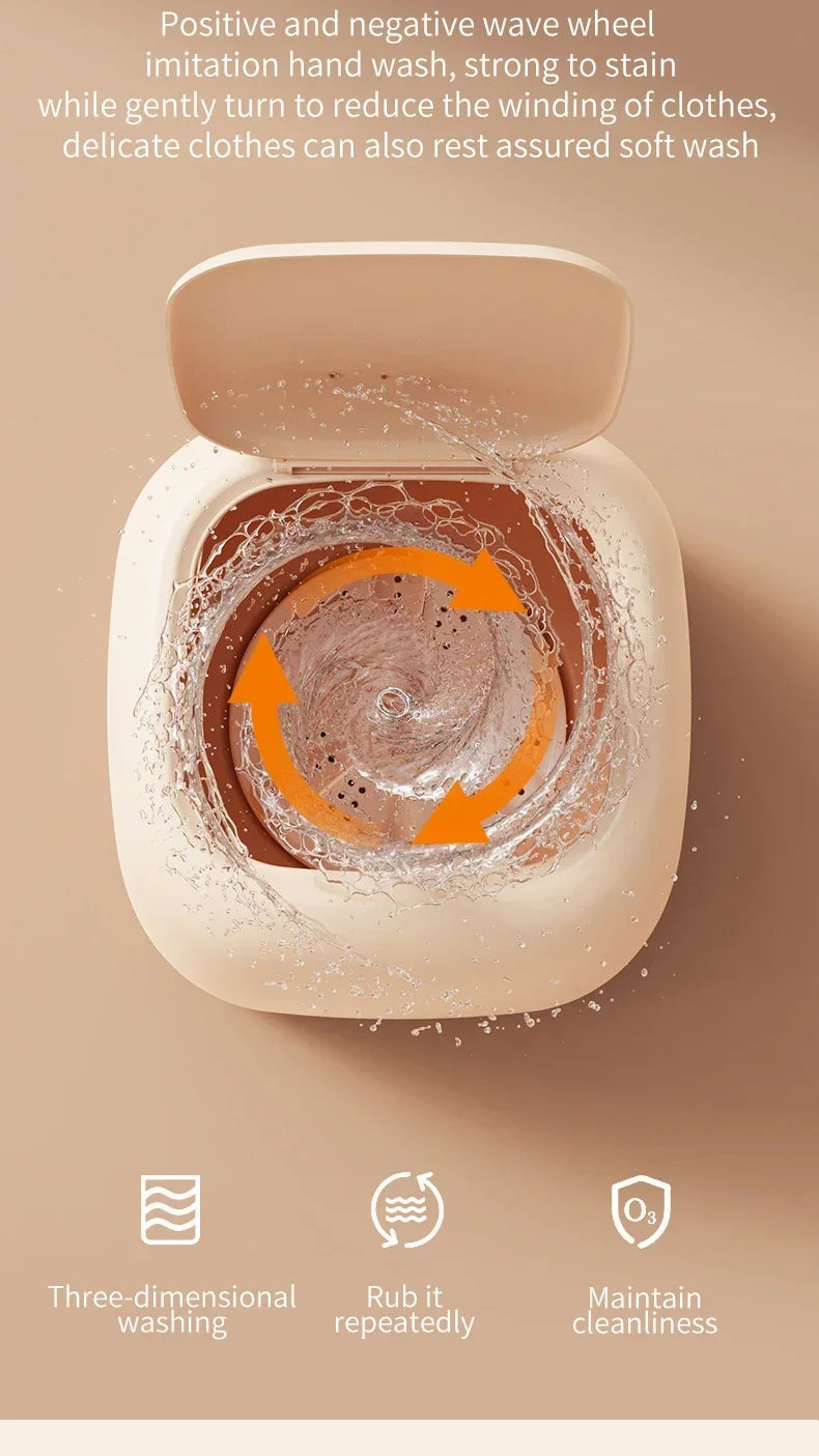 Mini Fully Automatic Portable Washing Machine with Spin Dryer 220V for Underwear Children Clothes