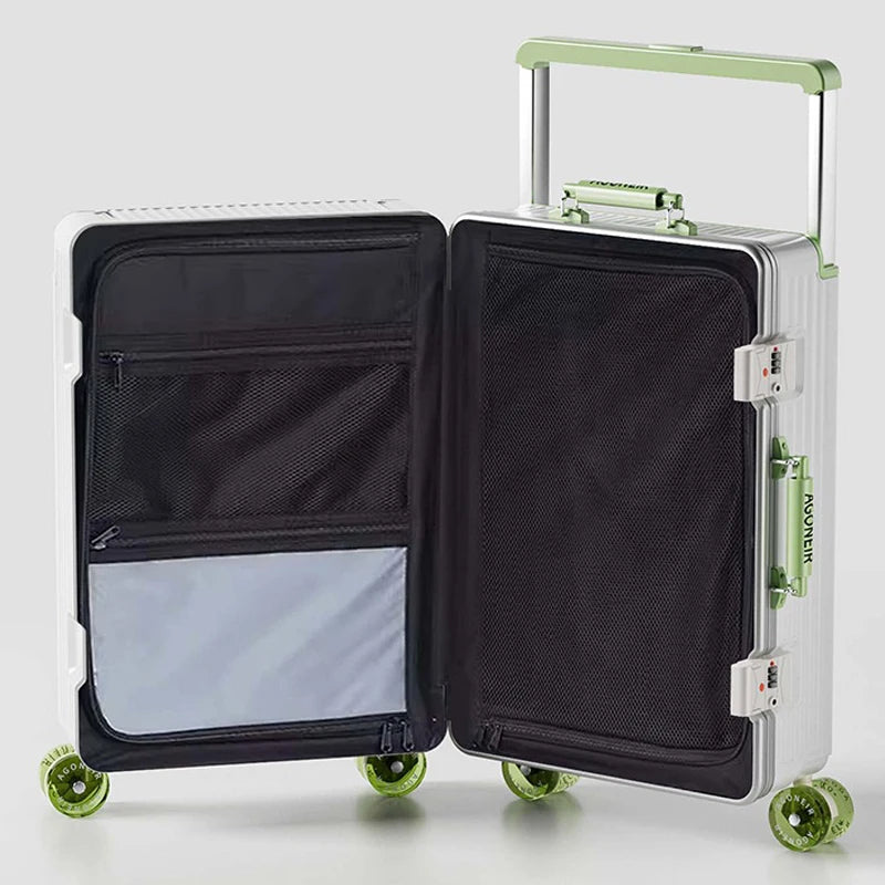 20"24 Inch Wide Handle Travel Suitcase Aluminum frame Carry-on Luggage Trolley Case with Wheels Boarding Box Rolling Luggage Bag
