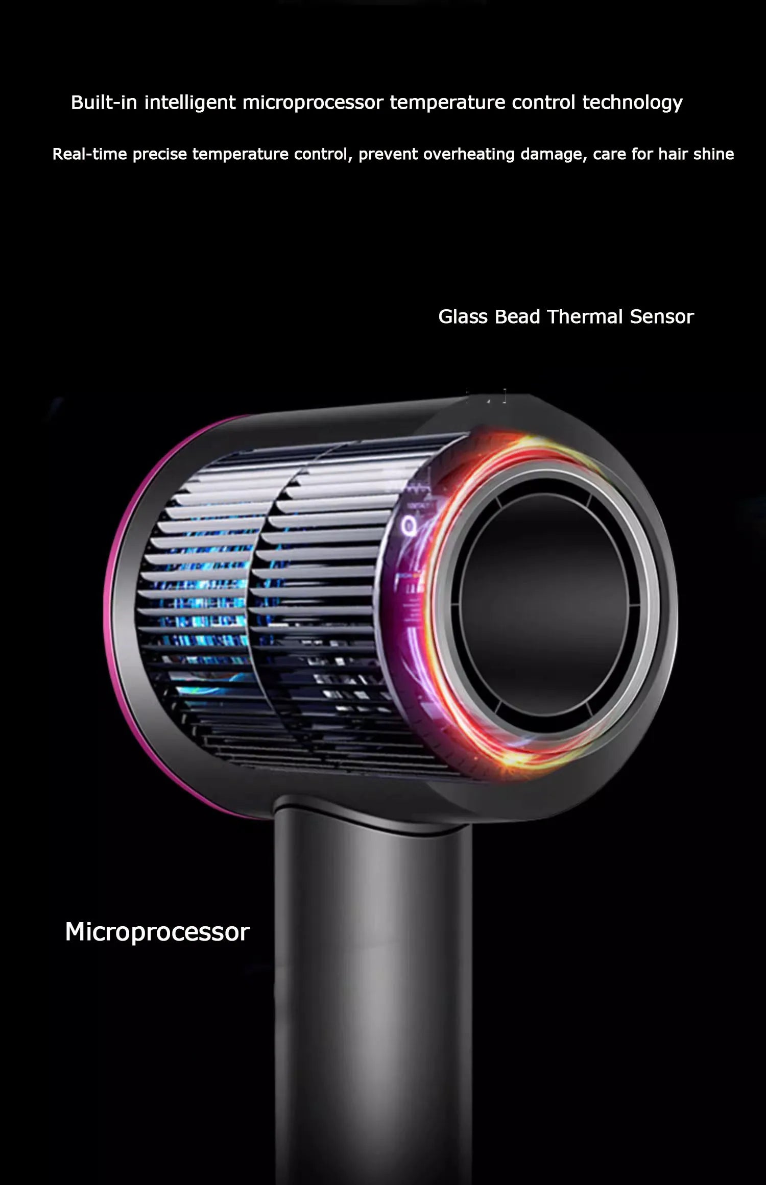 Leafless Hair Dryer New Professional With Flyaway Attachment Negative Ionic Premium Hair Dryers Multifunction Salon Style Tool