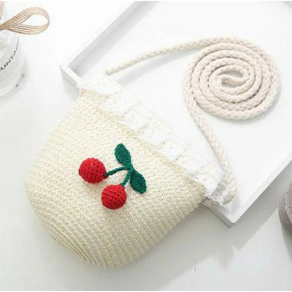 Kids Cute Hand Bag Children's Weave Shoulder Bags Fashion Straw Cross Bag For Girls Made From Natural