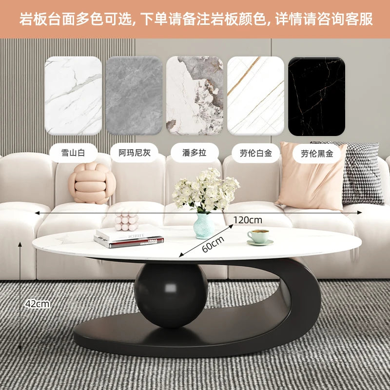 Aesthetic Oval Clear Coffee Tables Modern Design Metal Hotel White Nordic Coffee Table Living Room Low Mesa Furniture For Home