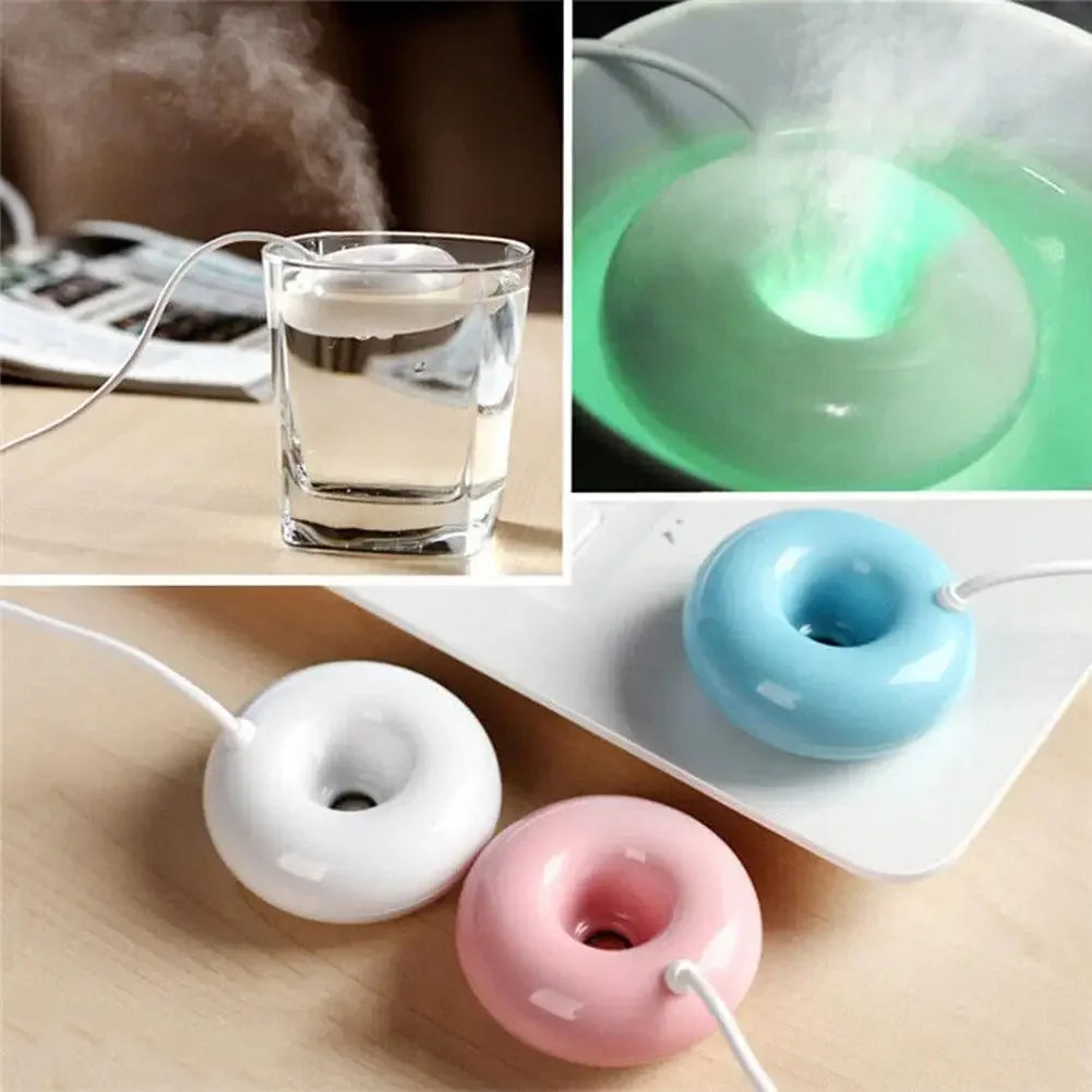 Mini Donut Negative Ion Humidifier USB Round Household Air Purifier for Home Office Desktop Donut Steam Diffuser Mini Sprayer