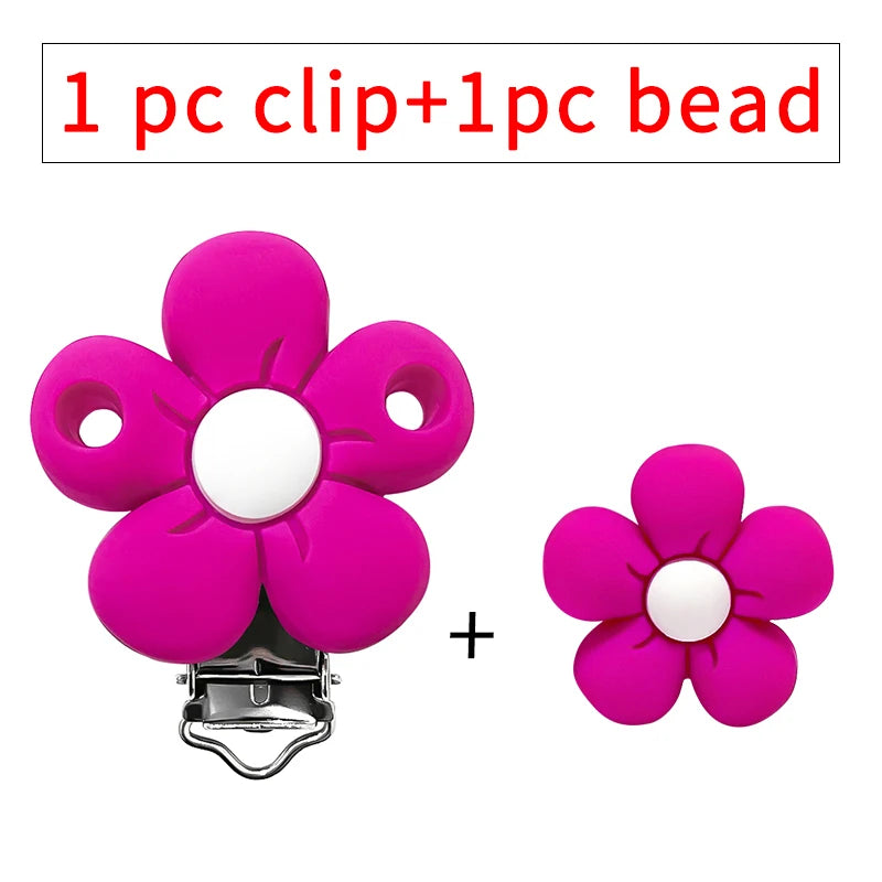 1/3/10pcs Silicone Flower Pacifier Clips Food Grade Teethers For Baby DIY Baby Soother Nursing Pacifier Chain Accessories
