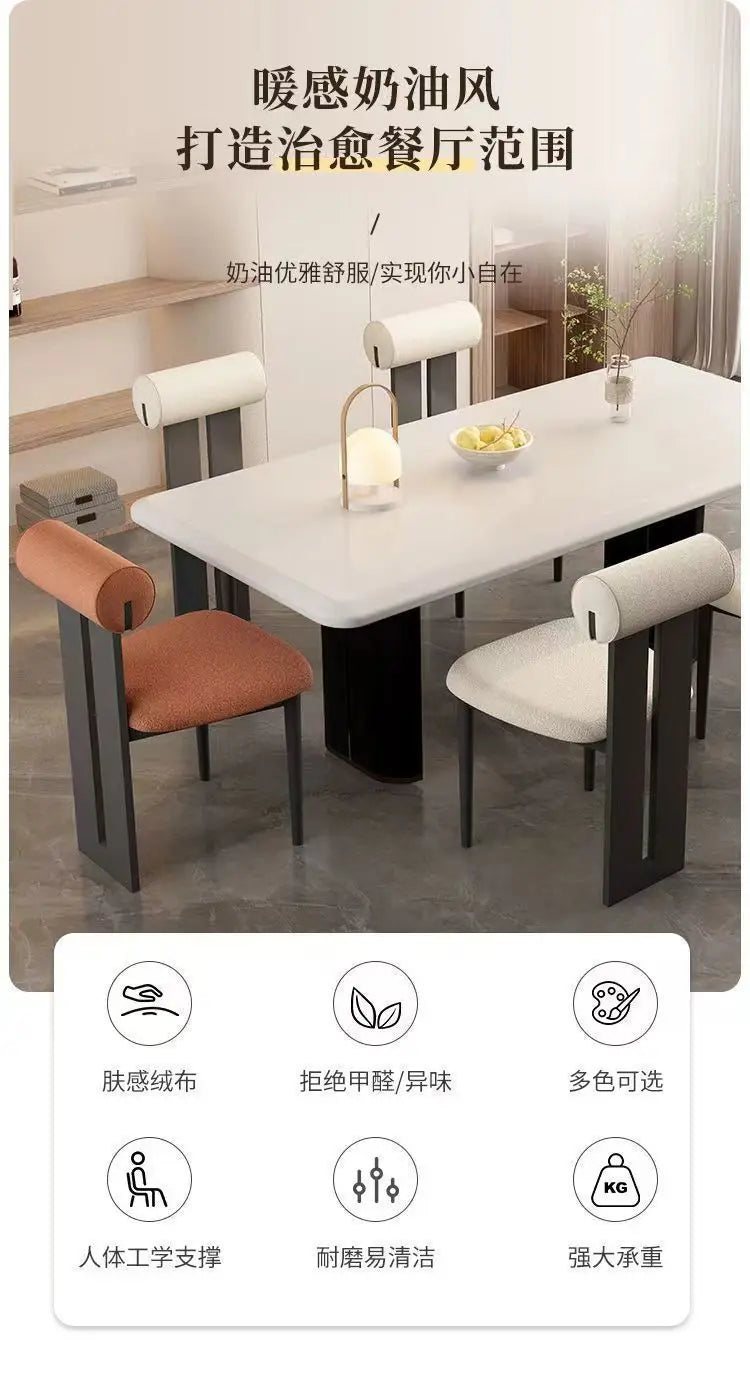 Nordic French Vintage Solid Wood Dining Chair - Mid-Century Retro Backrest Hippo Chair for Home, Living Room & Vanity