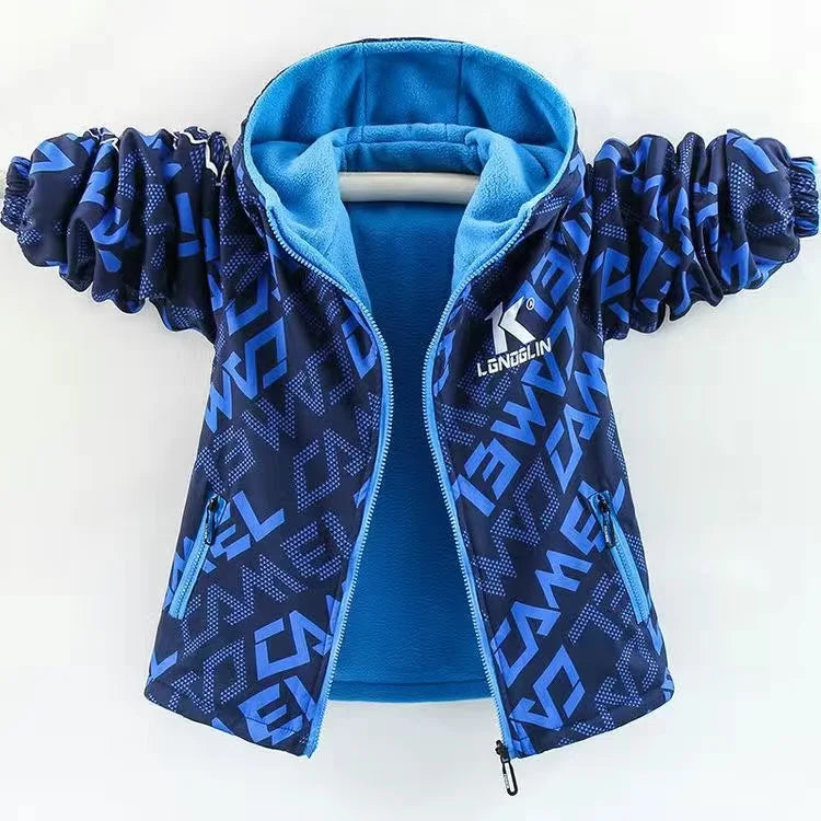 Autumn Children's Clothes Double-sided Wear Jacket Fleece Coat Boy Waterproof Windproof Children Outerwear Sport Jacket For Boys